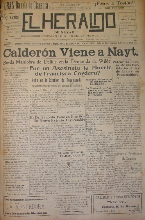 El Heraldo de Nayarit, 1933